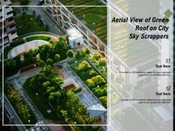 Aerial view of green roof on city sky scrappers