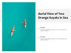 Aerial view of two orange kayaks in sea