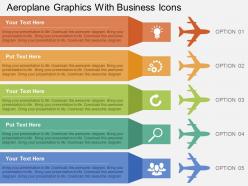 Aeroplane graphics with business icons flat powerpoint design