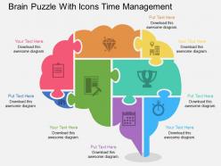 Af brain puzzle with icons time management flat powerpoint design