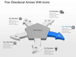 Af five directional arrows with icons powerpoint template