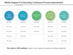 Affinity diagram for executing continuous process improvement ppt diagrams