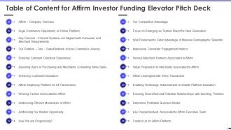 Affirm Investor Funding Elevator Pitch Deck Ppt Template