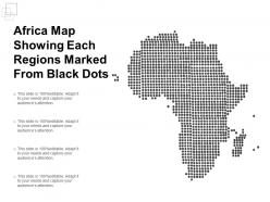 Africa map showing each regions marked from black dots