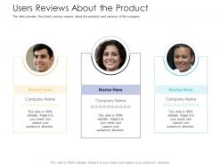 After market investment pitch deck users reviews about the product ppt portfolio files