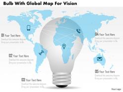 Ag bulb with global map for vision powerpoint template