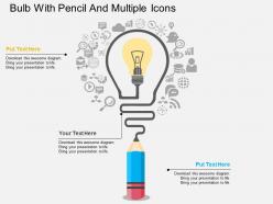 Ag bulb with pencil and multiple icons flat powerpoint design