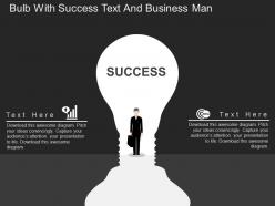 Ag bulb with success text and business man flat powerpoint design