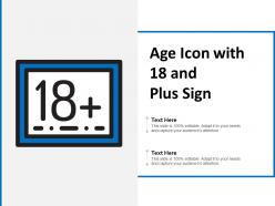 Age icon with 18 and plus sign