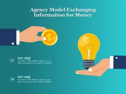 Agency Model Exchanging Information For Money