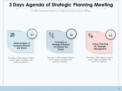 Agenda 3 days planning revenues product services satisfaction customers
