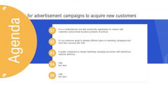 Agenda Advertisement Campaigns To Acquire Customers Mkt SS V