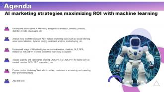 Agenda AI Marketing Strategies Maximizing Roi With Machine Learning AI SS V