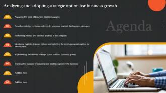 Agenda Analyzing And Adopting Strategic Option For Business Strategy SS V