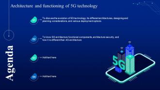 Agenda Architecture And Functioning Of 5G Technology Ppt Slides Template