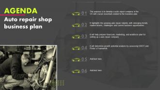 Agenda Auto Repair Shop Business Plan BP SS
