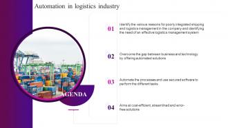 Agenda Automation In Logistics Industry Ppt File Maker