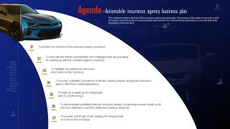 Agenda Automobile Insurance Agency Business Plan Ppt Ideas Format BP SS