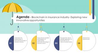 Agenda Blockchain In Insurance Industry Exploring New Innovative Opportunities BCT SS