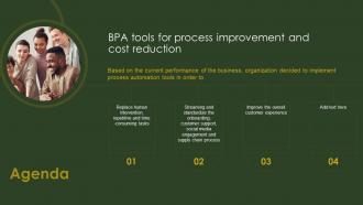 Agenda BPA Tools For Process Improvement And Cost Reduction Ppt Slides Image