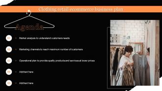 Agenda Clothing Retail Ecommerce Business Plan Ppt Powerpoint Presentation Slides Show