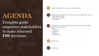 Agenda Complete Guide Empowers Stakeholders To Make Informed FDI Decisions