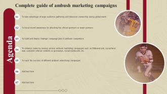 Agenda Complete Guide Of Ambush Marketing Campaigns
