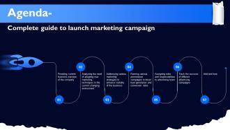 Agenda Complete Guide To Launch Marketing Campaign Strategy SS V