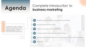 Agenda Complete Introduction To Business Marketing MKT SS V