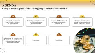 Agenda Comprehensive Guide For Mastering Cryptocurrency Investments Fin SS