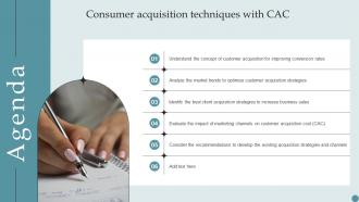 Agenda Consumer Acquisition Techniques With CAC Ppt Slides Tips