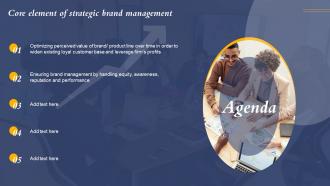 Agenda Core Element Of Strategic Brand Management Ppt Slides