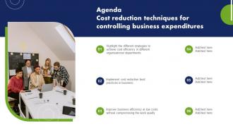 Agenda Cost Reduction Techniques For Controlling Business Expenditures