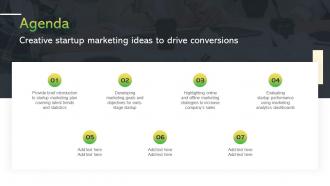 Agenda Creative Startup Marketing Ideas To Drive Conversions Strategy SS V