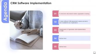 Agenda Crm Software Implementation Ppt Slides Infographics