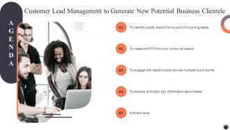 Agenda Customer Lead Management To Generate New Potential Business Clientele
