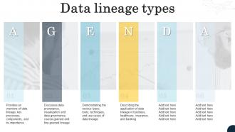 Agenda Data Lineage Types Ppt Powerpoint Presentation Diagram Images