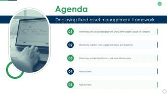Agenda Deploying Fixed Asset Management Framework Ppt Slides Infographic Template