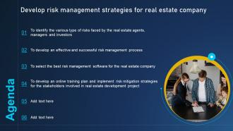Agenda Develop Risk Management Strategies For Real Estate Company