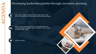 Agenda Developing Leadership Pipeline Through Succession Planning Ppt Brochure