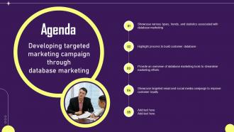 Agenda Developing Targeted Marketing Campaign Through Database MKT SS V