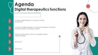Agenda Digital Therapeutics Functions Ppt Slides