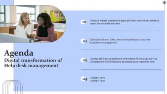 Agenda Digital Transformation Of Help Desk Management Ppt Powerpoint Presentation File Deck