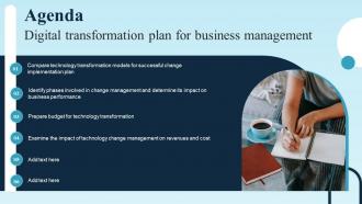 Agenda Digital Transformation Plan For Business Management Ppt Slides Example