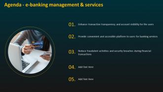 Agenda E Banking Management And Services Ppt Icons