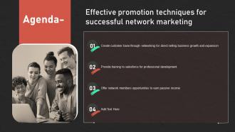 Agenda Effective Promotion Techniques For Successful Network Marketing MKT SS V