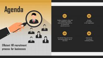 Agenda Efficient HR Recruitment Process For Businesses Ppt Slides