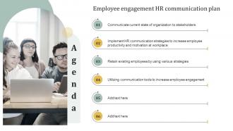 Agenda Employee Engagement HR Communication Plan Ppt Powerpoint Presentation Slides Clipart