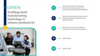 Agenda Enabling Smart Manufacturing Technology To Enhance Productivity