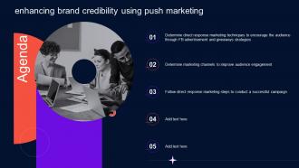 Agenda Enhancing Brand Credibility Using Push Marketing Ppt Icon Designs Download MKT SS V